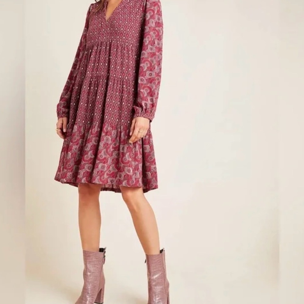 Maeve Amber Tiered Tunic Dress - romantic and cozy dress from Anthropologie
